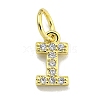 Letter Brass Micro Pave Clear Cubic Zirconia Pendants KK-K354-06G-I-1