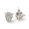 Wolf Brass Micro Pave Clear & Green Cubic Zirconia Stud Earrings for Women EJEW-G387-02P-1