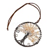 Brass & Natural Yellow Quartz Chips Pendant Decorations HJEW-Z007-05R-08-3