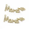 Rack Plating Brass Micro Pave Clear Cubic Zirconia Connector Charms ZIRC-F130-13G-2