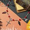 Halloween Coffin & Skull Cross & Pumpkin Alloy Pendant Necklaces NJEW-JN04993-2