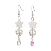 Shell Pearl & Sea Shell Beaded Dangle Earring EJEW-TA00535-1