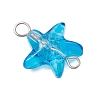 Starfish Gradient Color Baking Paint Transparent Glass Connector Charms PALLOY-JF03277-02-4