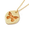 Brass Enamel Cable Chain Butterfly Pendant Necklaces NJEW-K379-01G-01-2