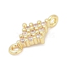 Brass Micro Pave Clear Cubic Zirconia Connector Charms KK-Z094-08G-03-2