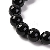 Natural Black Agate Beads Stretch Bracelets BJEW-I319-01G-3