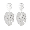 Monstera Leaf 304 Stainless Steel Dangle Earrings EJEW-L283-104P-1