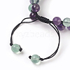 Adjustable Natural Fluorite Braided Bead Bracelets BJEW-E351-01G-3