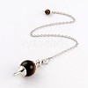 Natural Tiger Eye Sphere Dowsing Pendulums X-BJEW-E292-A09-1