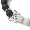 Natural Flower Amazonite & Lava Rock & Alloy Beaded Stretch Bracelet BJEW-JB09746-4