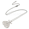 201 Stainless Steel Moth with Moon Phase Pendant Necklace with Cable Chain NJEW-Q317-20P-2