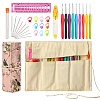 Ergonomic Crochet Hooks Kits with Flower Pattern Storage Bag Roll PW-WG56650-01-1
