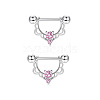 Brass Pink Cubic Zirconia Nipple Rings WG88A97-06-1