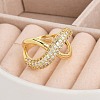 Rack Plating Cross Brass Micro Pave Clear Cubic Zirconia Adjustable Rings for Women RJEW-M028-121G-3