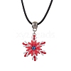 Glass Seed Beads & Polymer Clay & Evil Eye Lampwork Snowflake Pendant Necklaces NJEW-MZ00102-04-2
