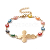 PVD Vacuum Plating 304 Stainless Steel Link Bracelet with Colorful Enamel Evil Eye Chains for Women BJEW-B062-07G-2