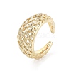 Hollow Tartan Cell Brass Open Cuff Ring for Women RJEW-Z055-05G-02-1