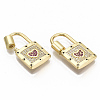 Brass Micro Pave Cubic Zirconia Screw Carabiner Lock Charm ZIRC-R110-019-NF-3