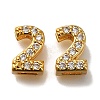 Rack Plating Number Brass Micro Pave Clear Cubic Zirconia Silde Charms KK-A231-13C-1