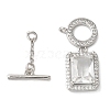 Brass Micro Pave Clear Cubic Zirconia Toggle Clasps KK-N254-87P-2