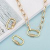 Brass Micro Pave Cubic Zirconia Screw Carabiner Lock Charms ZIRC-F105-03G-6