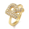 Rack Plating Letter Brass Micro Pave Clear Cubic Zirconia Adjustable Rings for Women KK-S391-03G-R-2