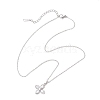 Flower Brass Pave Clear Cubic Zirconia Pendant Necklaces NJEW-JN05287-4