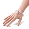 Round Natural Rose Quartz Beaded Stretch Bracelet with Nuggets Charms for Women BJEW-JB09316-02-3