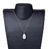 Teardrop Natural Rose Quartz Pendant Necklaces NJEW-JN02321-03-5