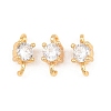 Brass Pave Clear Cubic Zirconia Flat Round Connector Charms KK-H538-21B-G-1