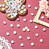 100Pcs 9 Colors Two Tone Plastic Flower Cabochons MRMJ-CJ0001-34-5