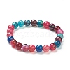 Natural Agate Beaded Stretch Bracelets BJEW-A117-C-05-2