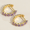 Golden Brass with Cubic Zircon Hoop Earrings PW-WG85136-02-1