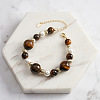 Natural Tiger Eye Beaded Bead Bracelets BJEW-L692-003G-2