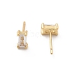 Brass Micro Pave Clear Cubic Zirconia Stud Earrings EJEW-R016-01G-03-4