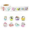 Round Paper Cat in Cup Cartoon Sticker Rolls PW-WG36611-01-1