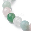 8mm Round Natural Rose Quartz & Amazonite & Green Aventurine & Quartz Crystal Beaded Stretch Bracelets for Women BJEW-JB10625-02-3