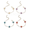 4Pcs Natural Gemstone & Shell Pearl Beaded Link Bracelet Sets for Women BJEW-TA00556-2