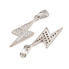 Lightning Bolt Brass Micro Pave Cubic Zirconia Pendants KK-K109-26P-2
