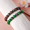 Coconut Brown Natural Mashan Jade Round Beaded Stretch Bracelet BJEW-SW00077-09-4