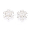 925 Sterling Silver Micro Pave Clear Cubic Zirconia Bead Caps STER-T008-42S-3