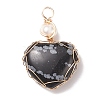 Natural Snowflake Obsidian & Freshwater Pearl Pendants PALLOY-JF01661-02-1