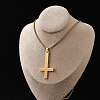 304 Stainless Steel Inverted Cross Pendant Box Chain Necklaces NJEW-NH0001-07G-5