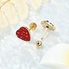 Heart Glass & Polymer Clay Rhinestone Ear Fake Plugs EJEW-H105-28G-4