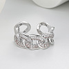 Brass Micro Pave Cubic Zirconia Adjustable Cuff Rings FS-WG8FE28-01-1