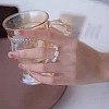 1Pc Cat Shape Glass Beaded Beads Finger Rings WG1374D-02-1