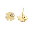 Brass Clover Stud Earrings EJEW-R016-20G-2