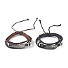 PU Leather & Waxed Cords Triple Layer Multi-strand Bracelets BJEW-G709-05-1