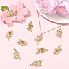2Pcs 2 Colors Brass Micro Pave Cubic Zirconia with Resin Pendants KK-YW0004-47-4