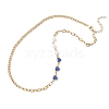 2Pcs 2 Colors Round White Shell Pearl & Heart 304 Stainless Steel Glass Link Chain Necklaces for Women NJEW-JN05594-5